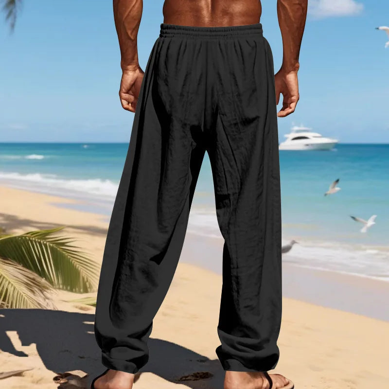 Men's 16-Color Breathable Linen Yoga Pants Loose Casual Sportswear for Spring/Summer 2025 European And American Style YC Studio