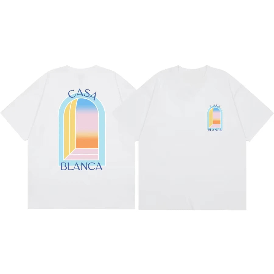 T-shirt graphique style « Arch Art » (tendance rétro Y2K, esprit luxe décontracté) – 100 % coton – Streetwear d'été pour hommes et femmes YC Studio