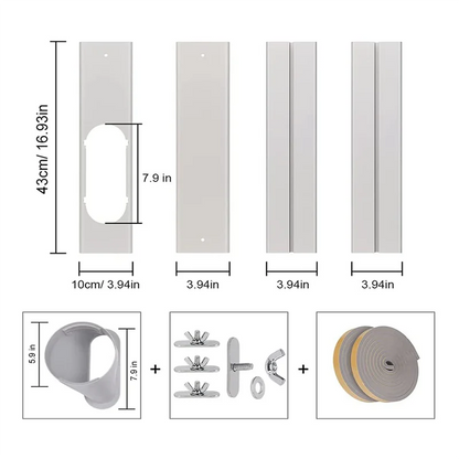 AT44-Portable Air Conditioner Window Vent Kit With 5.9In Exhaust Hose Seamless Adjustable Sliding Door AC Kit Window Seal Kit YC Studio