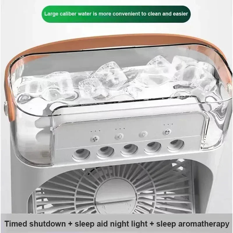 3 In 1 New Fan AIr Conditioner Household Small Air Cooler LED Night Light Portable Humidifier Air Adjustment Fan Office Home Fan YC Studio