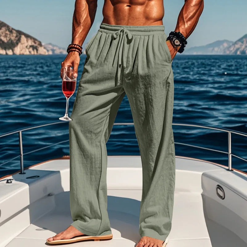 Men's 16-Color Breathable Linen Yoga Pants Loose Casual Sportswear for Spring/Summer 2025 European And American Style YC Studio
