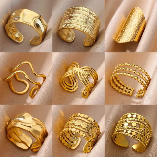 Bague Large Dorée – Style Vintage & Minimaliste pour Femme Sans anicroche
