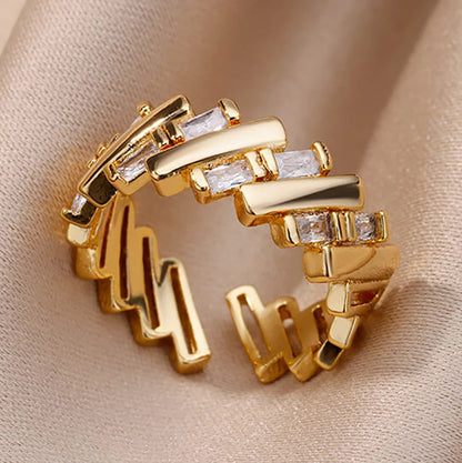 Bague Dorée Chaîne avec Cristal – Bijou Chic pour Femme Sans anicroche