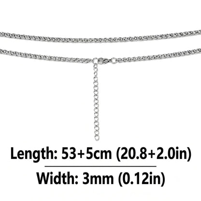 Collier chaîne blé pour femmes et hommes, style corde tressée en acier inoxydable, hypoallergénique, couleur argentée | Minimaliste au quotidien YC Studio