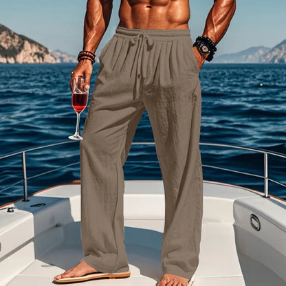 Men's 16-Color Breathable Linen Yoga Pants Loose Casual Sportswear for Spring/Summer 2025 European And American Style YC Studio
