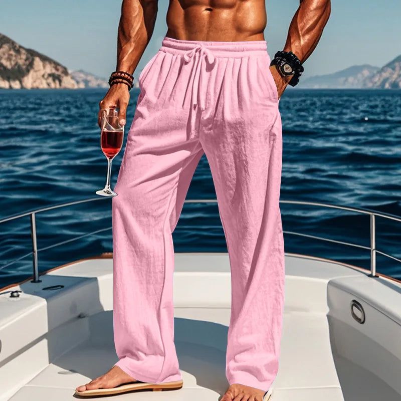Men's 16-Color Breathable Linen Yoga Pants Loose Casual Sportswear for Spring/Summer 2025 European And American Style YC Studio