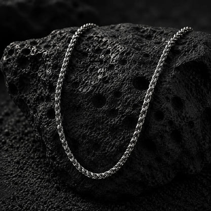 Collier chaîne blé pour femmes et hommes, style corde tressée en acier inoxydable, hypoallergénique, couleur argentée | Minimaliste au quotidien YC Studio