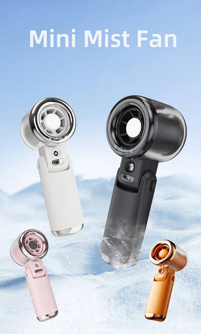 Mini Small Fan Water Mist Spray Fan 3600mAh 5 Speeds Portable Handheld Foldable Neck Hanging Type-C Rechargeable Humidifier Fans YC Studio