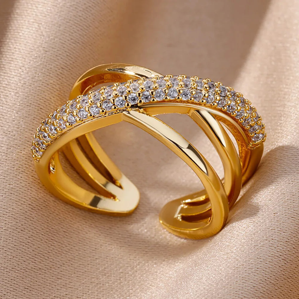 Bagues Cristal Zircon Plaquées Or pour Femme Sans anicroche