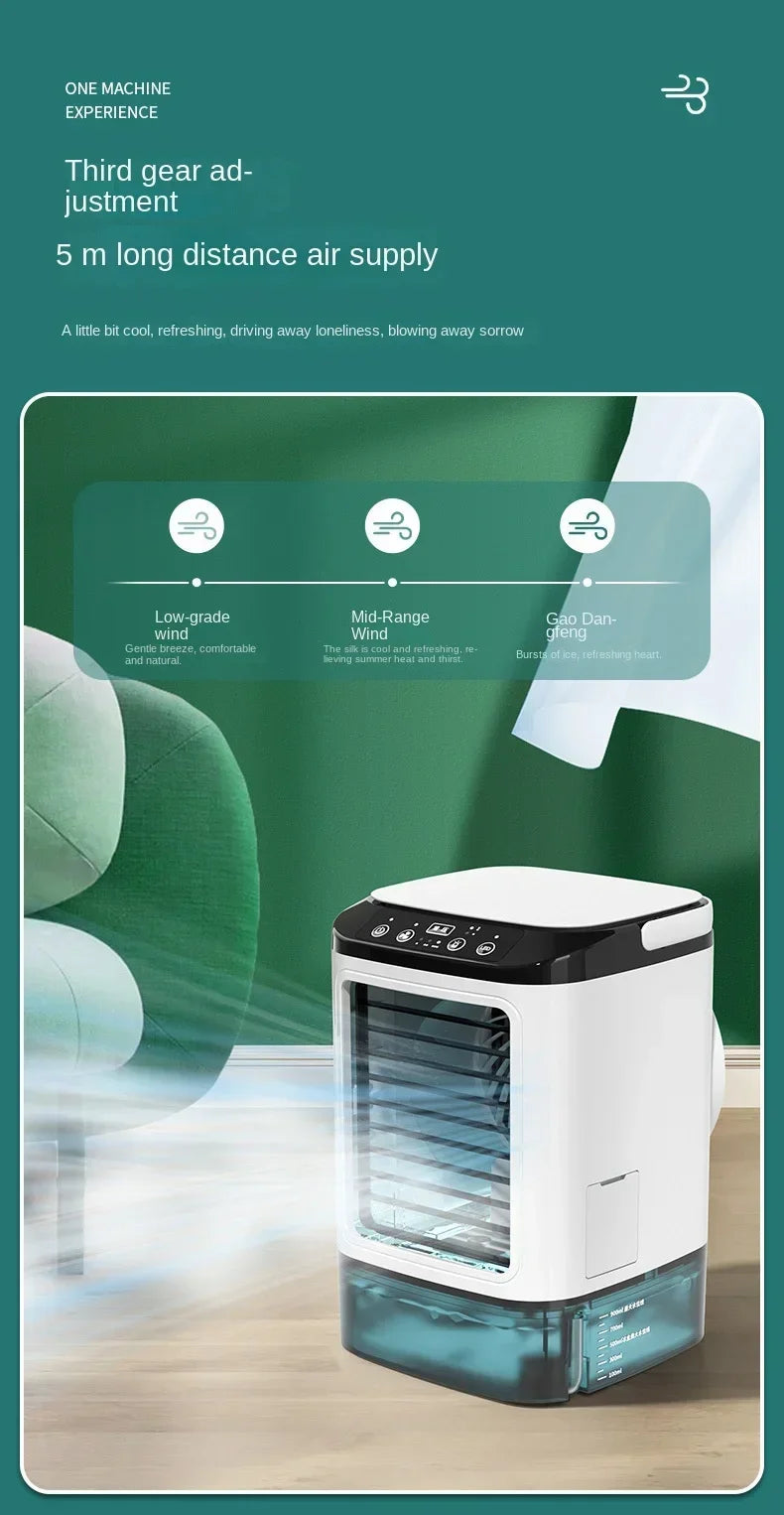 Air Conditioner Portable Fan Desktop Dual Spray Ultrasonic Atomization 3-Speed Mute Air Cooler Night Light Electric Fan for Home YC Studio
