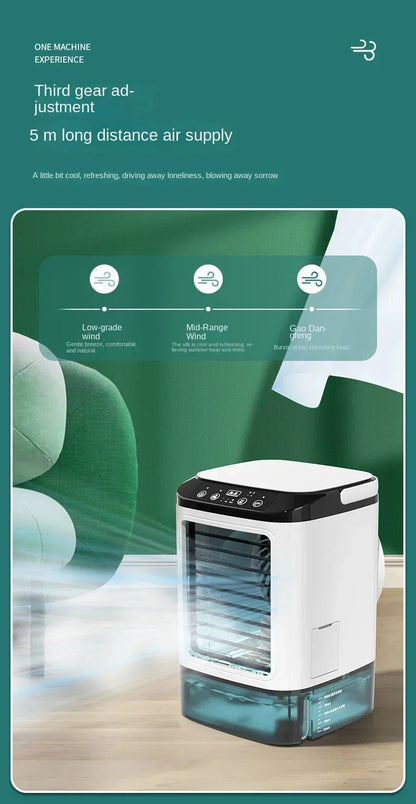 Air Conditioner Portable Fan Desktop Dual Spray Ultrasonic Atomization 3-Speed Mute Air Cooler Night Light Electric Fan for Home YC Studio