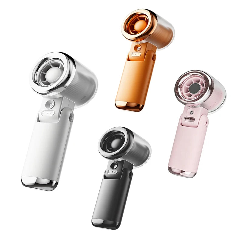 Mini Small Fan Water Mist Spray Fan 3600mAh 5 Speeds Portable Handheld Foldable Neck Hanging Type-C Rechargeable Humidifier Fans YC Studio