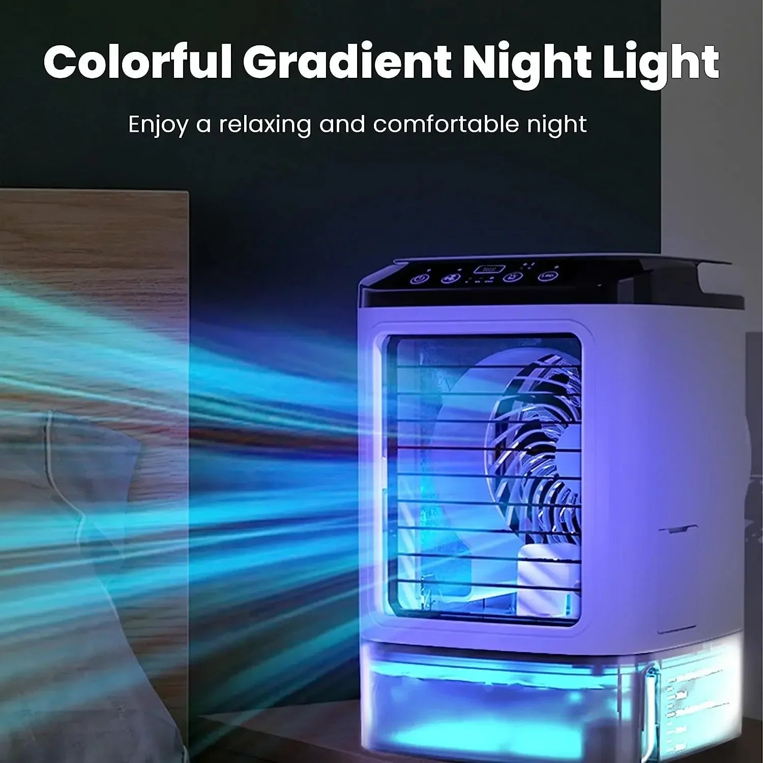Air Conditioner Portable Fan Desktop Dual Spray Ultrasonic Atomization 3-Speed Mute Air Cooler Night Light Electric Fan for Home YC Studio
