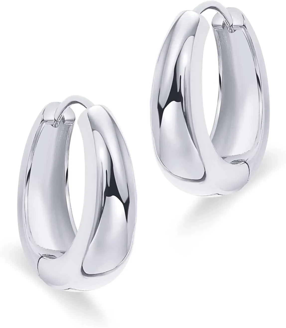 14K Gold Plated Sterling Silver Post Small Chunky Hoops Earrings | Thick Lightweight Gold Hoop Earrings for Women Retro style Sans anicroche