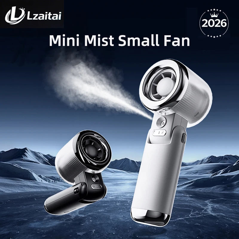 Mini Small Fan Water Mist Spray Fan 3600mAh 5 Speeds Portable Handheld Foldable Neck Hanging Type-C Rechargeable Humidifier Fans YC Studio