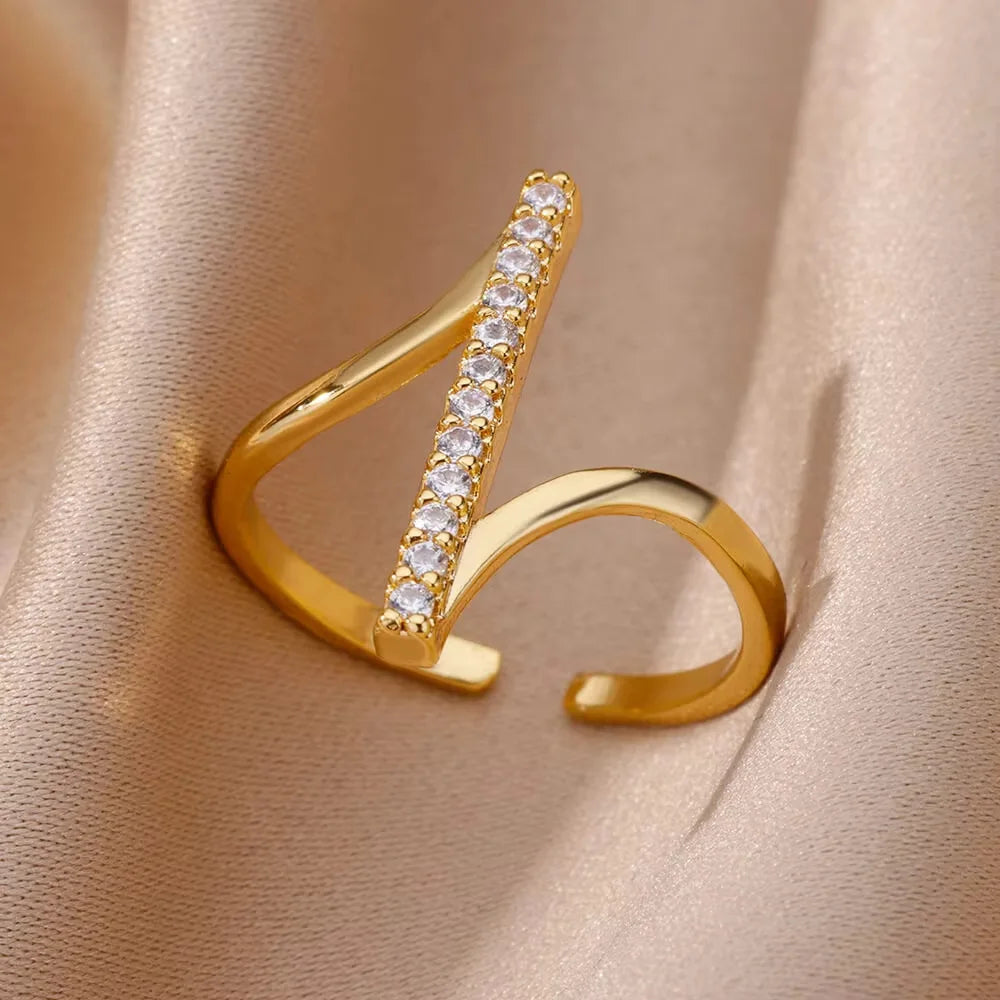 Bagues Cristal Zircon Plaquées Or pour Femme Sans anicroche