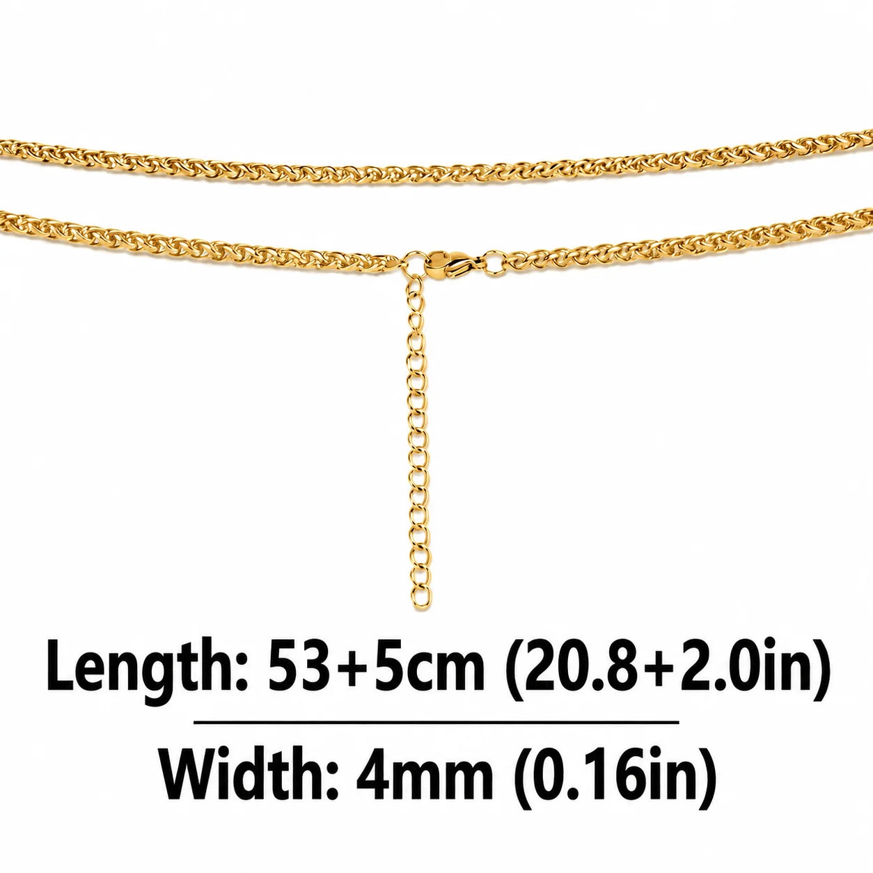 Collier chaîne blé pour femmes et hommes, style corde tressée en acier inoxydable, hypoallergénique, couleur argentée | Minimaliste au quotidien YC Studio