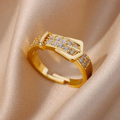 Bague Dorée Chaîne avec Cristal – Bijou Chic pour Femme Sans anicroche