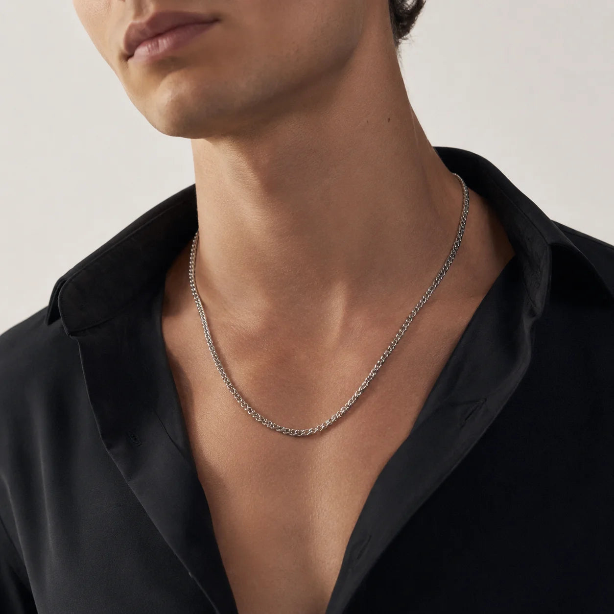 Wheat Chain Necklace for Women & Men  Stainless Steel Braided Rope Style  Hypoallergenic Silver Tone | Minimalist Daily W YC Studio