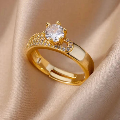 Bagues Cristal Zircon Plaquées Or pour Femme Sans anicroche