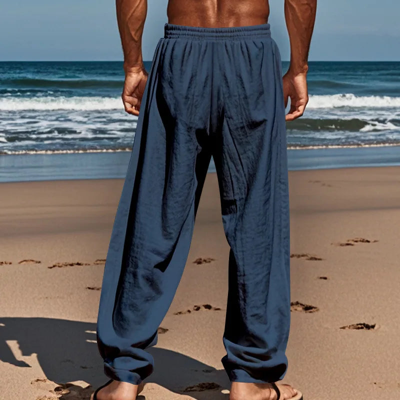 Men's 16-Color Breathable Linen Yoga Pants Loose Casual Sportswear for Spring/Summer 2025 European And American Style YC Studio