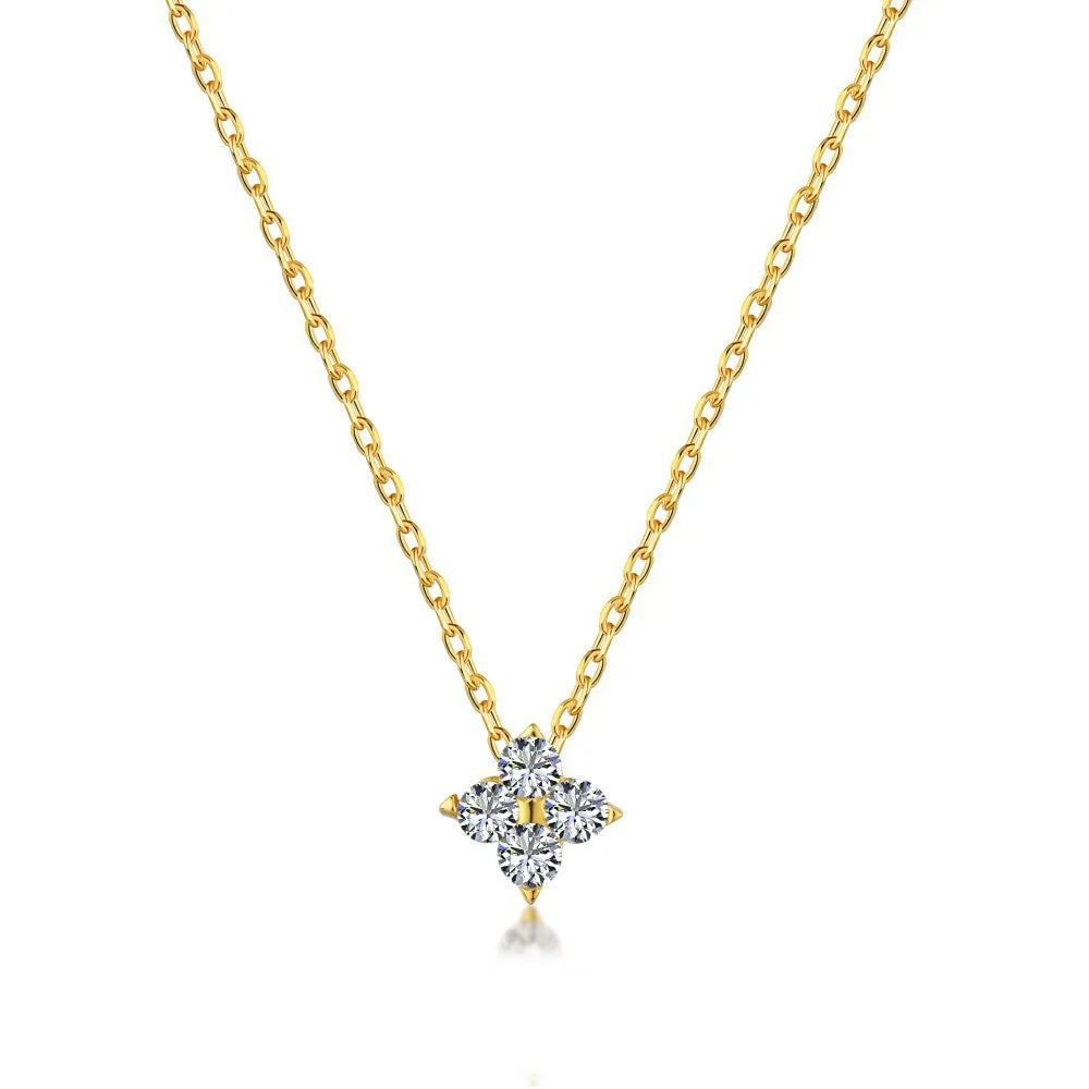 New Stainless Steel Zircon Necklaces for Women 18K Gold Plated Four Leaf Grass Collar Chain Necklace Luxury Jewelry Gift Sans anicroche