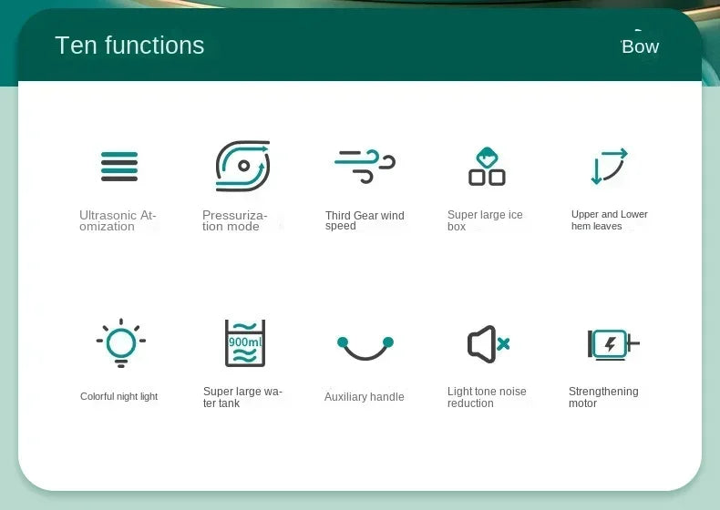 Air Conditioner Portable Fan Desktop Dual Spray Ultrasonic Atomization 3-Speed Mute Air Cooler Night Light Electric Fan for Home YC Studio