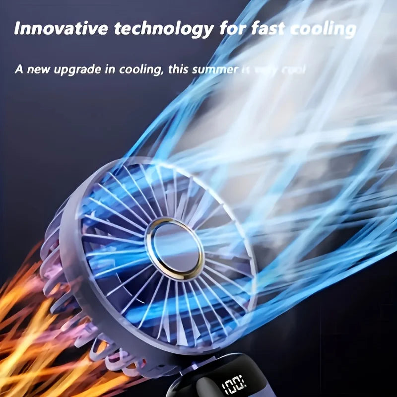 Portable Mini Fan With 6 Speeds LED USB Rechargeable Charging Small Foldable Battery Fans Handheld Desk Bedroom Indoor Outdoor YC Studio