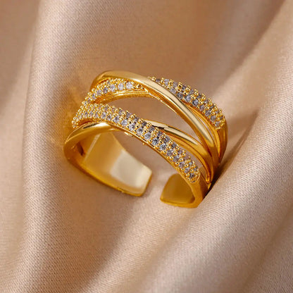 Bague Dorée Chaîne avec Cristal – Bijou Chic pour Femme Sans anicroche