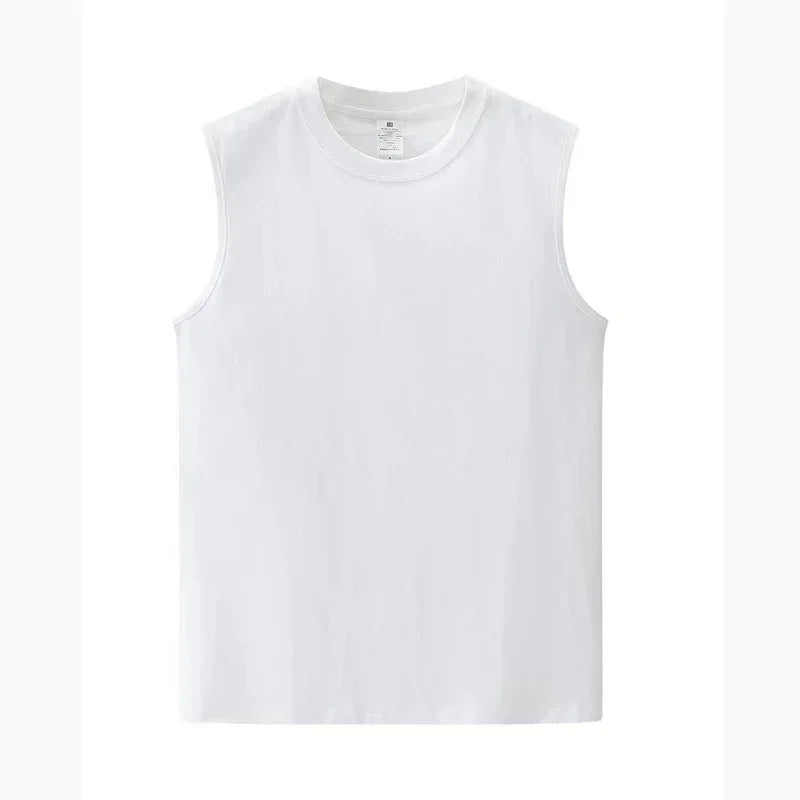 Summer Basic 100% Cotton Men Tank Tops Black White Gray YC Studio