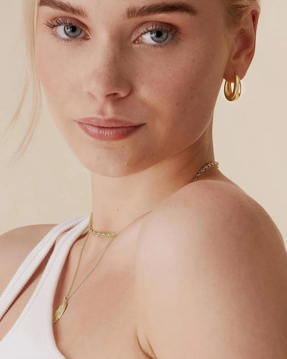 14K Gold Plated Sterling Silver Post Small Chunky Hoops Earrings | Thick Lightweight Gold Hoop Earrings for Women Retro style Sans anicroche