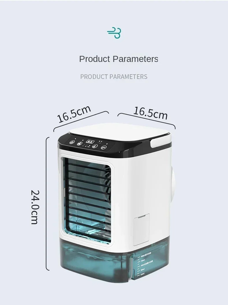 Air Conditioner Portable Fan Desktop Dual Spray Ultrasonic Atomization 3-Speed Mute Air Cooler Night Light Electric Fan for Home YC Studio