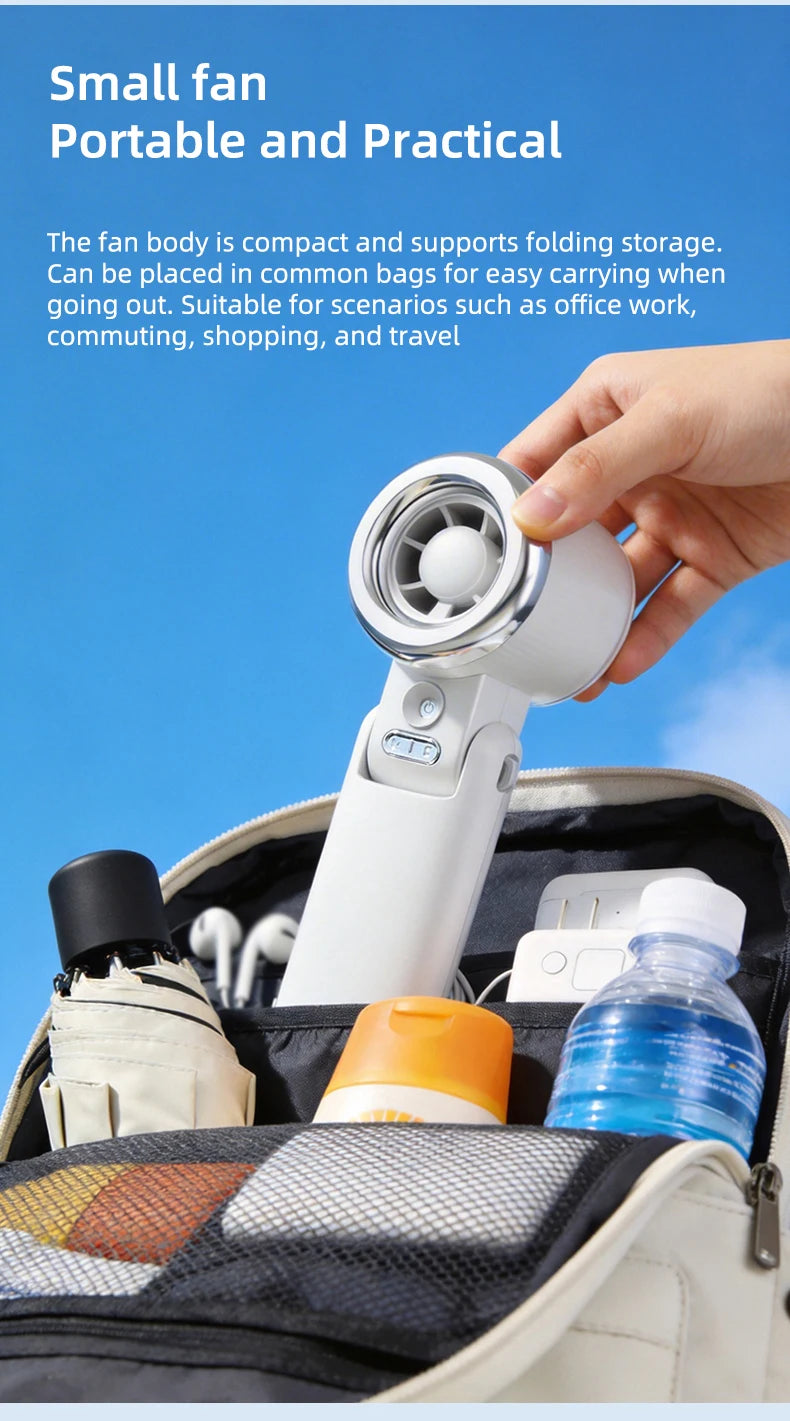 Mini Small Fan Water Mist Spray Fan 3600mAh 5 Speeds Portable Handheld Foldable Neck Hanging Type-C Rechargeable Humidifier Fans YC Studio