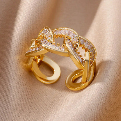 Bagues Cristal Zircon Plaquées Or pour Femme Sans anicroche