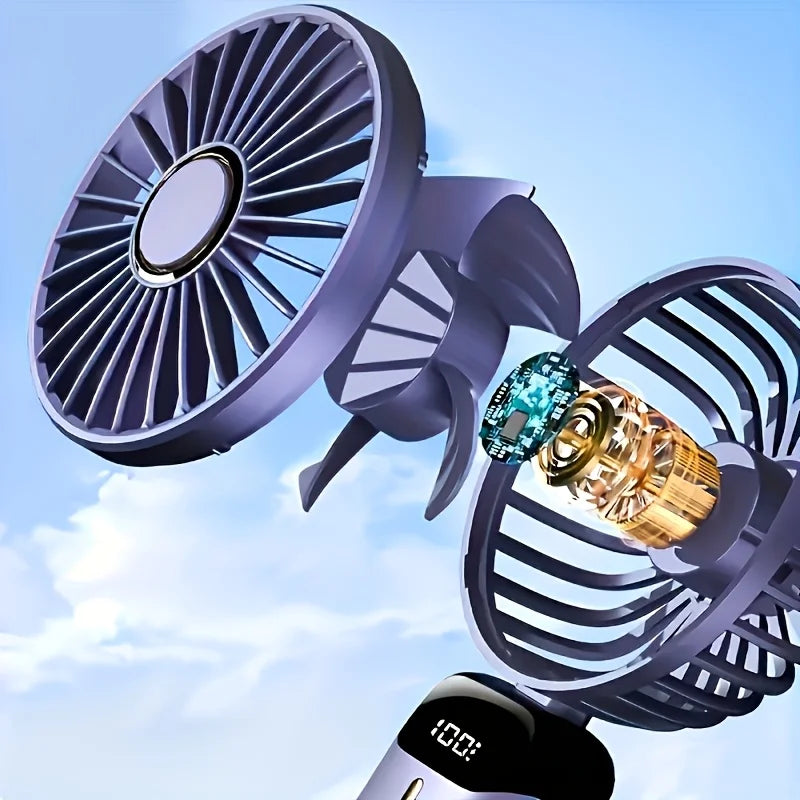 Portable Mini Fan With 6 Speeds LED USB Rechargeable Charging Small Foldable Battery Fans Handheld Desk Bedroom Indoor Outdoor YC Studio