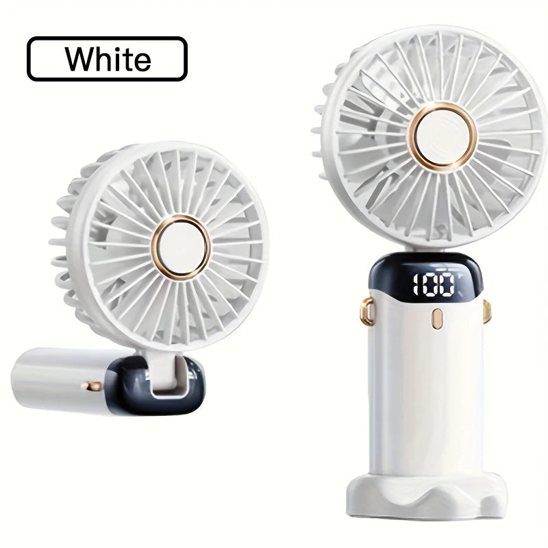 Portable Mini Fan With 6 Speeds LED USB Rechargeable Charging Small Foldable Battery Fans Handheld Desk Bedroom Indoor Outdoor YC Studio