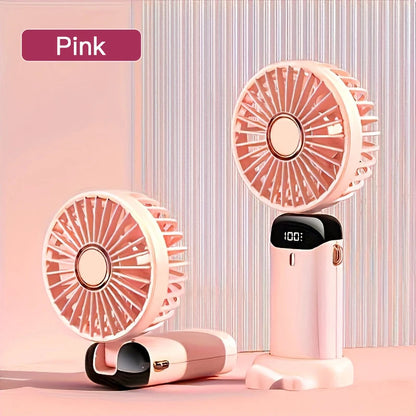 Portable Mini Fan With 6 Speeds LED USB Rechargeable Charging Small Foldable Battery Fans Handheld Desk Bedroom Indoor Outdoor YC Studio