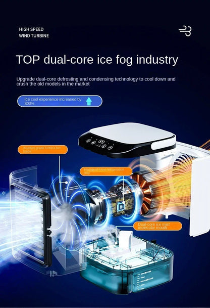 Air Conditioner Portable Fan Desktop Dual Spray Ultrasonic Atomization 3-Speed Mute Air Cooler Night Light Electric Fan for Home YC Studio