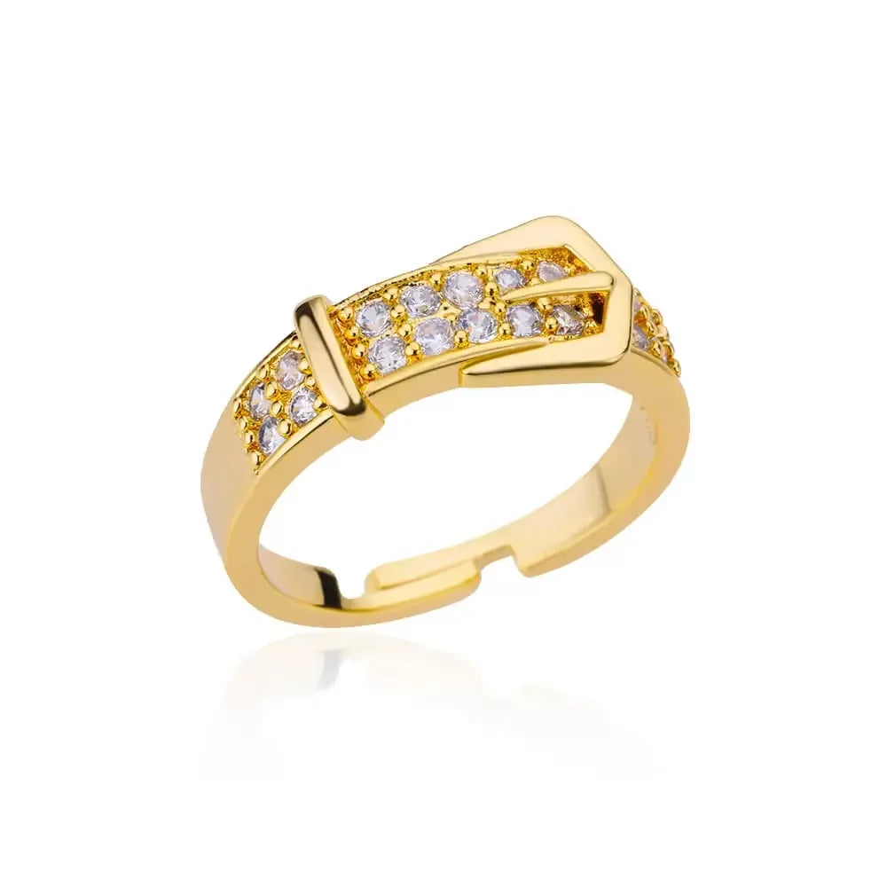 Anillos Gold Color Cubic Zirconia Chic Rings For Women 2025 Punk Elegant Wedding Party Aesthetic Stainless Steel Ring Jewelry Sans anicroche