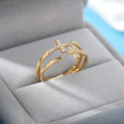Bagues Cristal Zircon Plaquées Or pour Femme Sans anicroche