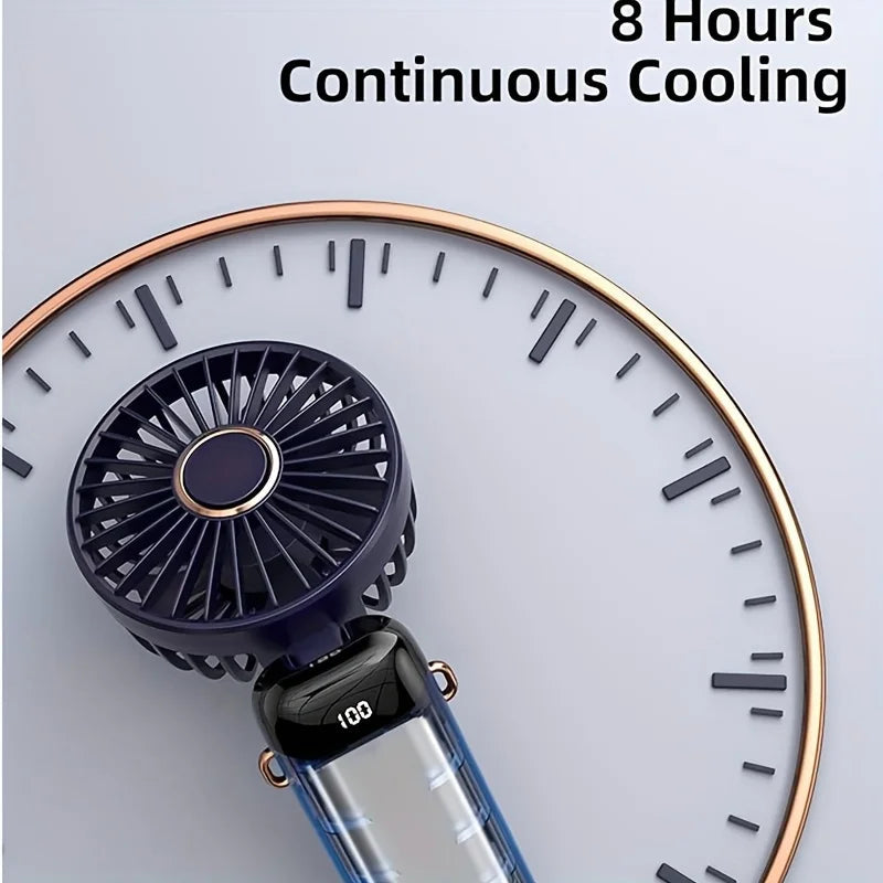 Portable Mini Fan With 6 Speeds LED USB Rechargeable Charging Small Foldable Battery Fans Handheld Desk Bedroom Indoor Outdoor YC Studio
