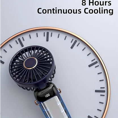 Portable Mini Fan With 6 Speeds LED USB Rechargeable Charging Small Foldable Battery Fans Handheld Desk Bedroom Indoor Outdoor YC Studio