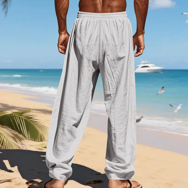 Men's 16-Color Breathable Linen Yoga Pants Loose Casual Sportswear for Spring/Summer 2025 European And American Style YC Studio