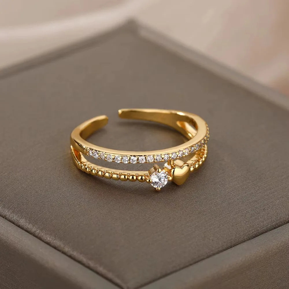 Bagues Cristal Zircon Plaquées Or pour Femme Sans anicroche