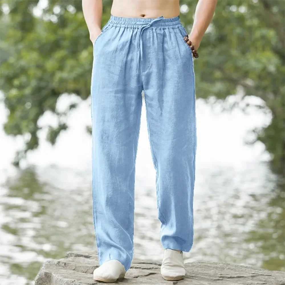 New Men's Beach Pants Joggers Fashion Cotton Linen Sweatpants Casual Pants Hawaiian Vacation Loose Spring/Summer Long M-4XL YC Studio