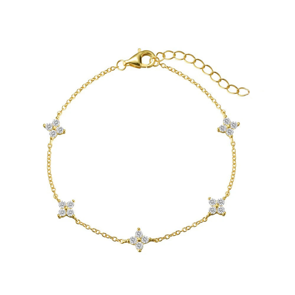 New Stainless Steel Zircon Necklaces for Women 18K Gold Plated Four Leaf Grass Collar Chain Necklace Luxury Jewelry Gift Sans anicroche