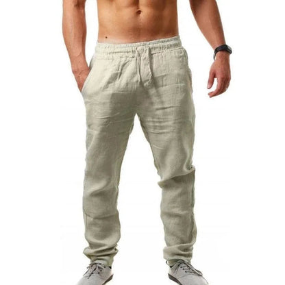 Spring/Summer New 9 Colors Men's Solid Color Cotton Linen Pants Autumn Streetwear Fashion Casual Solid Color Loose Trousers YC Studio