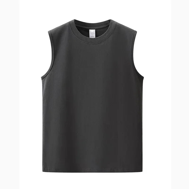 Summer Basic 100% Cotton Men Tank Tops Black White Gray YC Studio
