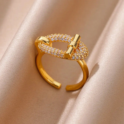 Bagues Cristal Zircon Plaquées Or pour Femme Sans anicroche