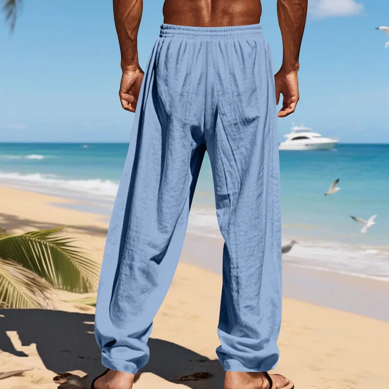 Men's 16-Color Breathable Linen Yoga Pants Loose Casual Sportswear for Spring/Summer 2025 European And American Style YC Studio